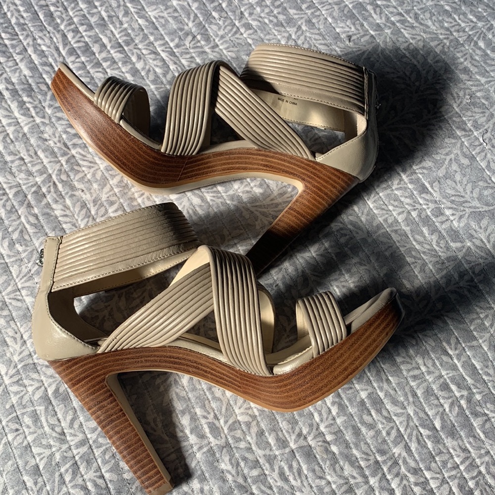 Price Drop: Calvin Klein (Susan), Size 9M, Beige Strappy Heels